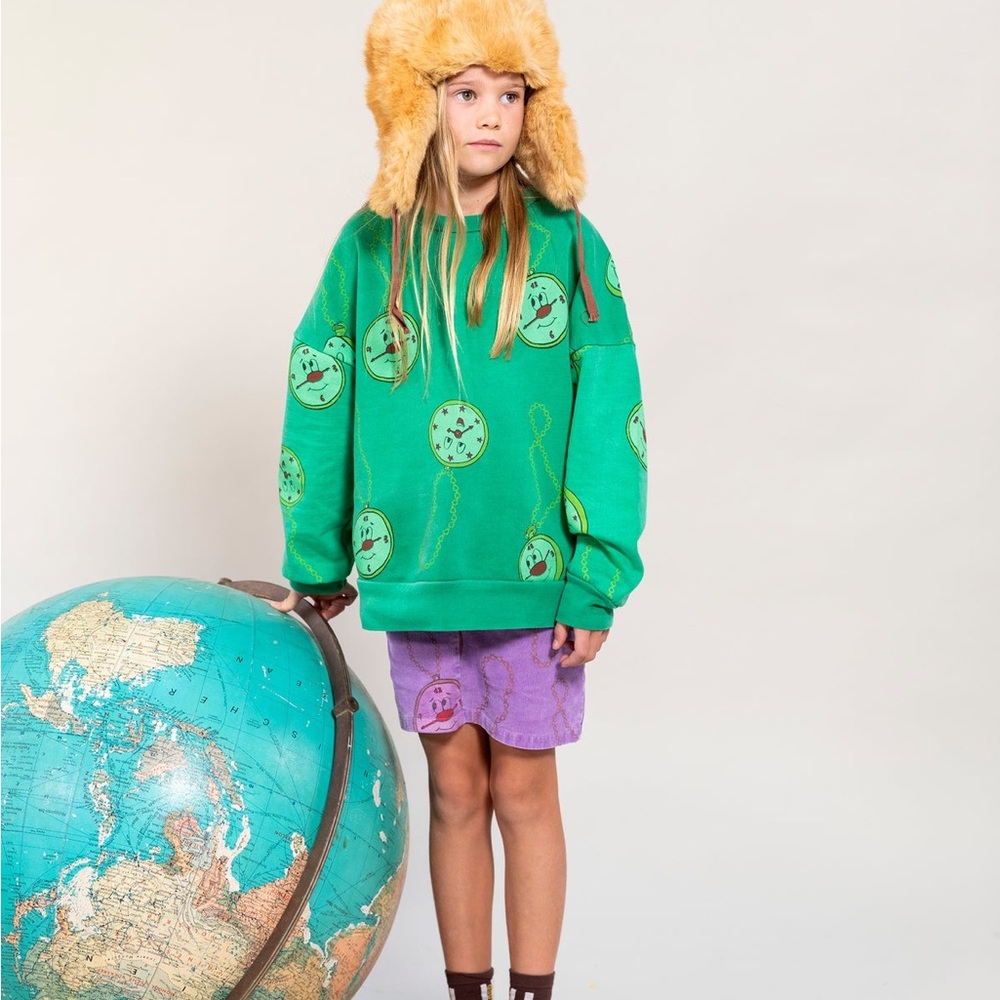 EUC Fresh Dinosaurs Purple Clocks Kids Skirt 3y